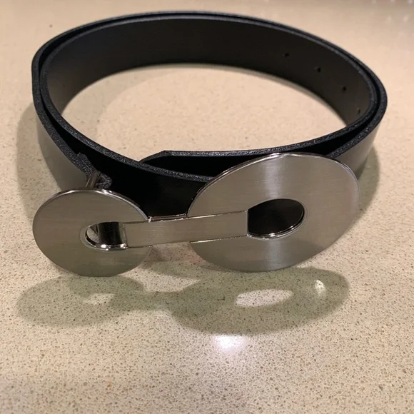 NWOT MEXX Black Belt with Unique Silver Buckle - Picture 1 of 4